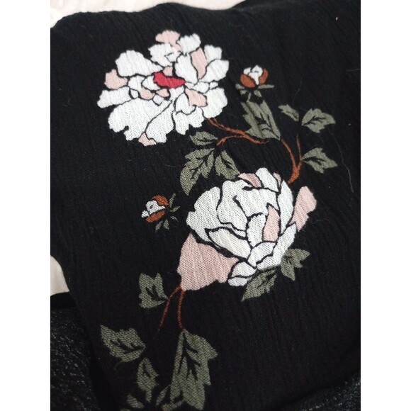 Womens Dress Size L American Rag Black Ruffled Floral-Print Peasant - Picture 11 of 11